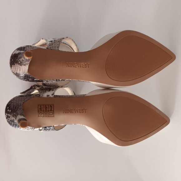 BNIB Nine West Paddysday Heels Pointed Toe Snakeskin print strap Multiple Sizes - Picture 9 of 10